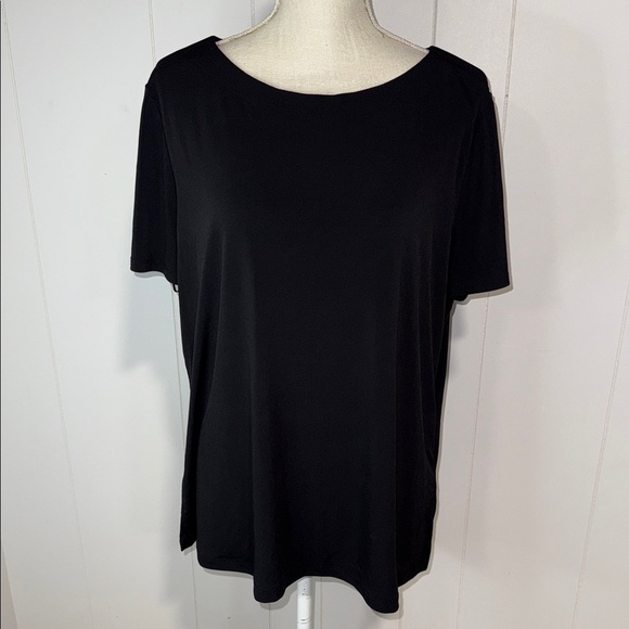 Liz Claiborne Black Short Sleeve Top - Picture 1 of 4